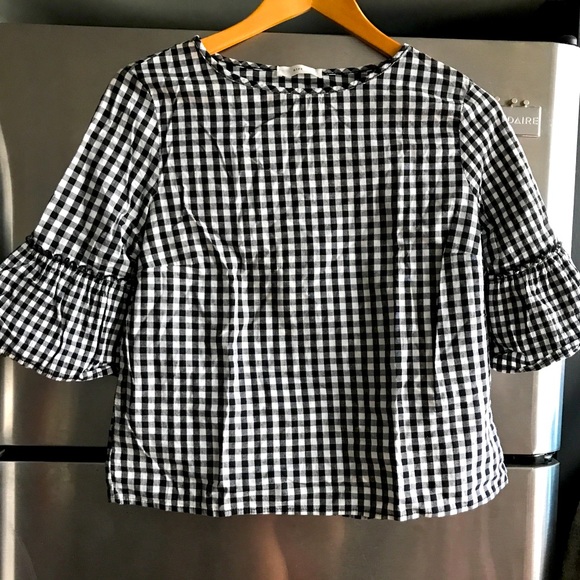 Ripe Checkered Blouse M ¾ bell sleeve - Picture 1 of 3